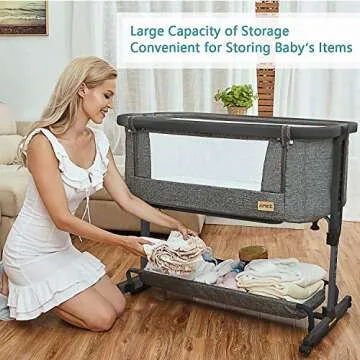 AMKE Baby Bassinets, Bedside Sleeper for Baby,All mesh Baby Crib Portable Bassinets for Safe Co-Sleeping, Safe Adjustable Baby Bed for Baby Infant Newborn Girl Boy