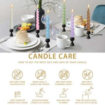 Short Taper Candle Spiral Candles,Gedengni Set of 4 White Candle Sticks Beige Twisted Candlesticks 7...