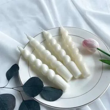 Short Taper Candle Spiral Candles,Gedengni Set of 4 White Candle Sticks Beige Twisted Candlesticks 7.5inches Swirl Tapered Candles for Home Décor Dinner Weddings Holiday Party (2D4PC-WHITE)