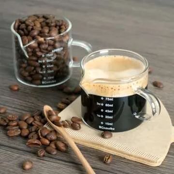 BCnmviku Espresso Glass Measuring Cup 75ML for Coffee Enthusiasts