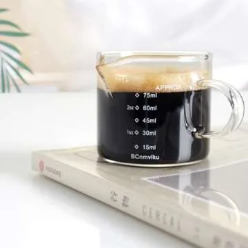 BCnmviku Espresso Glass Measuring Cup 75ML for Coffee Enthusiasts