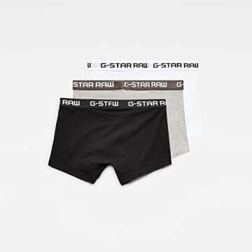G-STAR Raw Men's Underwear Multipack Soft Cotton Stretch Classic Trunks, Black/Grey Heather/White, Small