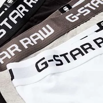 G-STAR Raw Men's Underwear Multipack Soft Cotton Stretch Classic Trunks, Black/Grey Heather/White, Small