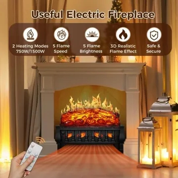 Joy Pebble 21" Electric Fireplace Insert with Remote Control