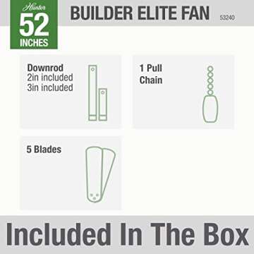 Hunter 53240 Builder Elite Indoor Ceiling Fan - 52 Inch
