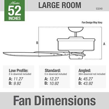 Hunter 53240 Builder Elite Indoor Ceiling Fan - 52 Inch