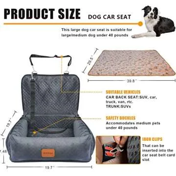 Dog Car Seat Pet Booster Seat for Medium Small Dogs,Dog Seat Travel Bed Multi-Function-Dog Bed,Dog S...