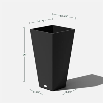 Veradek V-Resin 26 Inch Black Taper Planter for Gardens