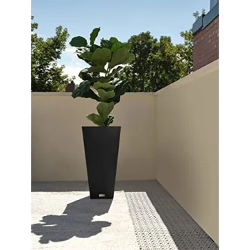 Veradek V-Resin 26 Inch Black Taper Planter for Gardens