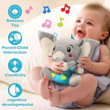 STEAM Life Baby Elephant Musical Toy - Plush Light Up Toy for Toddlers