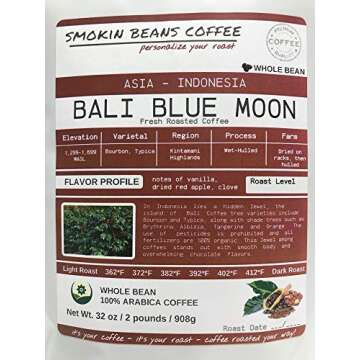 2-pound Bali Blue Moon Fresh Roasted Coffee) Arabica Indonesian coffee roasted-to-order daily espresso roast whole bean we can grind or provide lighter or darker roast upon request message at checkout