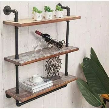 Stylish DOFURNILIM Industrial Retro Metal Water Pipe Shelf