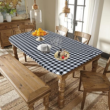 Fitable Checkered Picnic Table Cover - 24"x48" - Waterproof Vinyl Fitted Tablecloth with Flannel Bac...