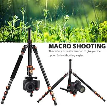 GEEKOTO Horizontal Tripod, 76 Inch Aluminum Camera Tripod Monopod with 360 Degree Rotatable Center Column and Ball Head, Professional Tripod with Quick Release Plate, Carry Bag