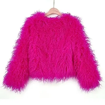 YUAKOU Women's Shaggy Faux Fur Outwear Coat - Warm Winter Jacket