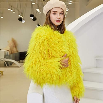 YUAKOU Women's Shaggy Faux Fur Outwear Coat - Warm Winter Jacket