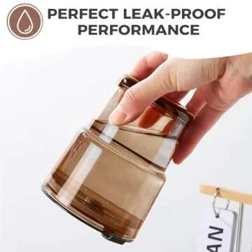 Puraville 12oz Coffee Cup 2 Pack Glass Cups with Lids and Straws Coffee Mug Set with Insulated Sleeve Glassware Tumbler Drinking Jar, Amber