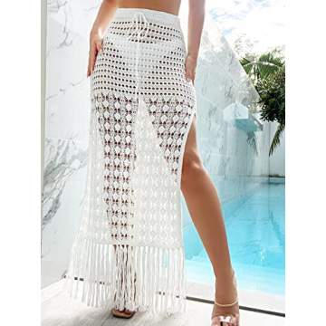 GORGLITTER Crochet Fringe Hem Cover Up for Women