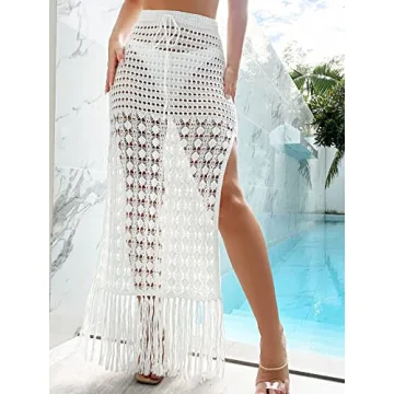 GORGLITTER Crochet Fringe Hem Cover Up for Women