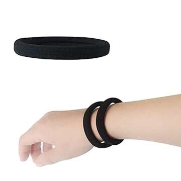 20 PCS Large Hair Ties for Thick Hair Black Hair Bands for Women Men and Girls No Damage Stretchy Ponytail Holders for Braids (5 cm in Diameter, 1 cm in Width)