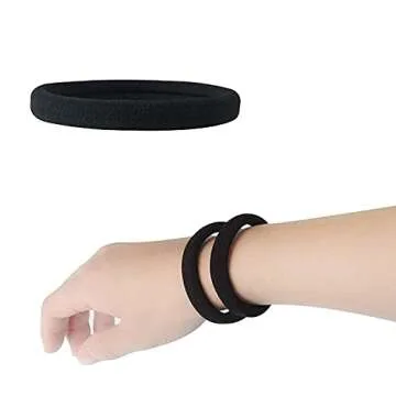 20 PCS Large Hair Ties for Thick Hair Black Hair Bands for Women Men and Girls No Damage Stretchy Ponytail Holders for Braids (5 cm in Diameter, 1 cm in Width)