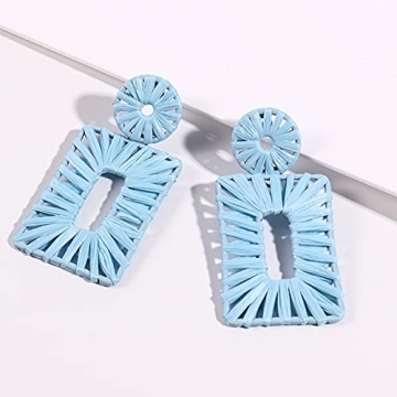 Boho Beach Earrings - Handmade Raffia Straw Statement Jewelry