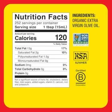 Bragg Organic Extra Virgin Olive Oil – Made with Greek Koroneiki Olives – Cold Pressed EVOO for Marinades & Vinaigrettes – USDA Certified, Non-GMO, Kosher (128 Ounce)