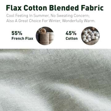 Hyde Lane Linen Sheets Full Size - Luxury French Flax, Organic Linen Cotton Sheet Set for All Seasons - Soft & Breathable, 15" Deep Pocket, 4 Pcs (Full, Sage Green)