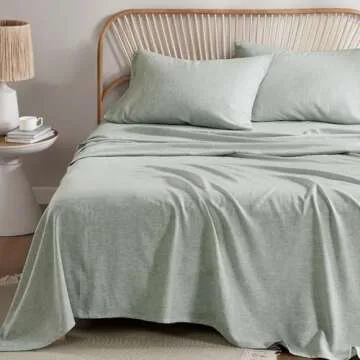 Hyde Lane Linen Sheets Full Size - Luxury French Flax, Organic Linen Cotton Sheet Set for All Seasons - Soft & Breathable, 15" Deep Pocket, 4 Pcs (Full, Sage Green)