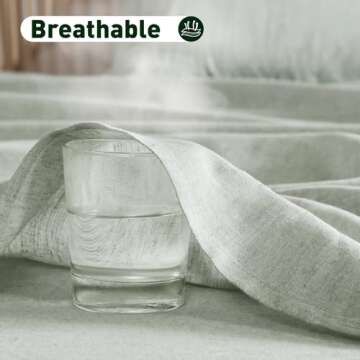 Hyde Lane Linen Sheets Full Size - Luxury French Flax, Organic Linen Cotton Sheet Set for All Seasons - Soft & Breathable, 15" Deep Pocket, 4 Pcs (Full, Sage Green)