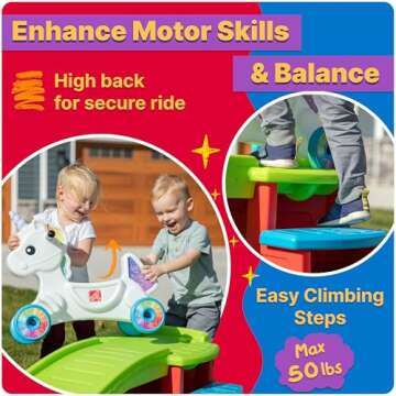 Step2 Unicorn Up & Down Roller Coaster and Farther & Faster Coaster Track Expansion Pack Second Edition, Kids Ride on Toy, Push Car, Indoor/Outdoor Playset, 3 Feet of Track, Toddlers 2-5 Years Old