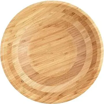 Lipper International Bamboo Wood Salad Bowl with 2 Server Utensils, Large, 14" Diameter x 4" Height, 3-Piece Set