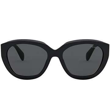 Prada PR 16XS 1AB5S0 Black Plastic Geometric Sunglasses Grey Lens