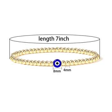 Evil Eye Luck Gold Beaded Protection Mal De Ojo Blue Eye bracelets For Women Gifts For Bestfriends, ...