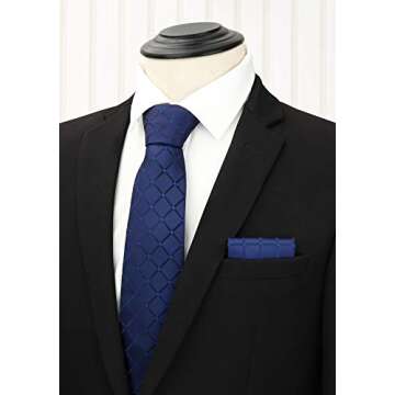HISDERN Lot 3 PCS Classic Men's Tie Set Necktie & Pocket Square Elegant Neck Ties Collection,T3-10,One Size