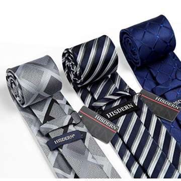 HISDERN Lot 3 PCS Classic Men's Tie Set Necktie & Pocket Square Elegant Neck Ties Collection,T3-10,One Size