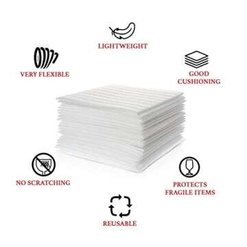 12”x12” Foam Wrap Sheets for Packing Moving Supplies, Cushion Foam Wrap Packing Foam for Dishes, China, Glassware 50 Pack