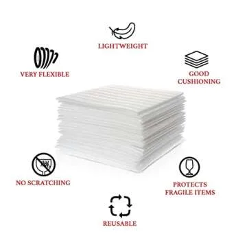 12”x12” Foam Wrap Sheets for Packing Moving Supplies, Cushion Foam Wrap Packing Foam for Dishes, China, Glassware 50 Pack