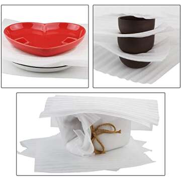 12”x12” Foam Wrap Sheets for Packing Moving Supplies, Cushion Foam Wrap Packing Foam for Dishes, China, Glassware 50 Pack