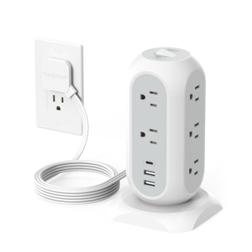 TESSAN Tower Power Strip with USB Ports and Surge Protection
