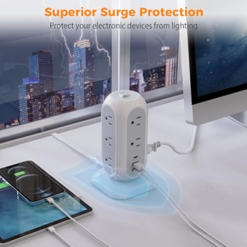 TESSAN Tower Power Strip with USB Ports and Surge Protection