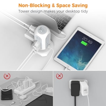 TESSAN Tower Power Strip with USB Ports and Surge Protection