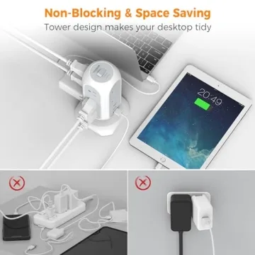 TESSAN Tower Power Strip with USB Ports and Surge Protection