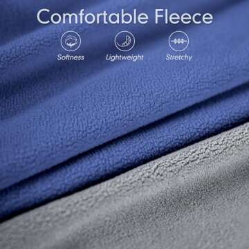 cyeollo 2 Pack Fleece Dog Sweater Stretchy Pullover Soft Dog Jacket with Reflective Stripe Lightweight Sweatshirt Pet Clothes Coats for Small Dogs Grey & Blue