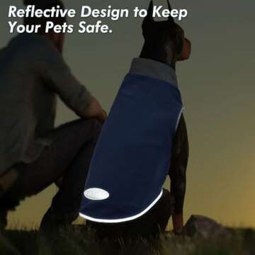 cyeollo 2 Pack Fleece Dog Sweater Stretchy Pullover Soft Dog Jacket with Reflective Stripe Lightweight Sweatshirt Pet Clothes Coats for Small Dogs Grey & Blue