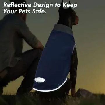 cyeollo 2 Pack Fleece Dog Sweater Stretchy Pullover Soft Dog Jacket with Reflective Stripe Lightweight Sweatshirt Pet Clothes Coats for Small Dogs Grey & Blue