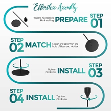 Matte Black Candlestick Holders Set of 3 for Taper Candles