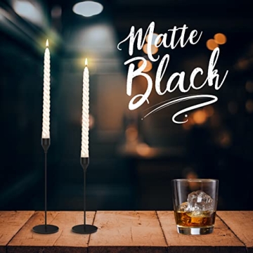 Matte Black Candlestick Holders Set of 3 for Taper Candles