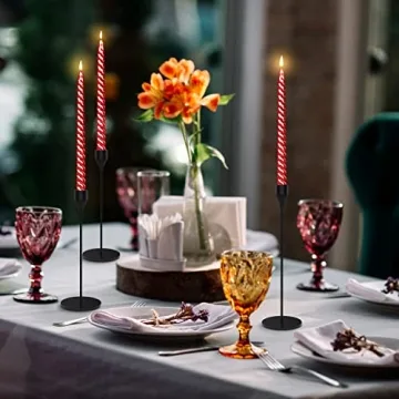 Matte Black Candlestick Holders Set of 3 for Taper Candles