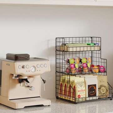 X-cosrack 3-Tier Snack Organizer Rack Bins with Adjustable Tilting Design for Pantry Storage,Metal Wire Snack Holder for Kitchen Bathroom Cabinets Countertops